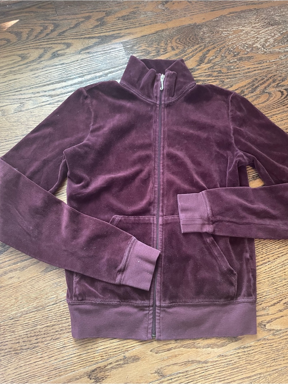 VTG Juicy Couture Burgundy Velour Track Jacket Mock Neck Y2K small